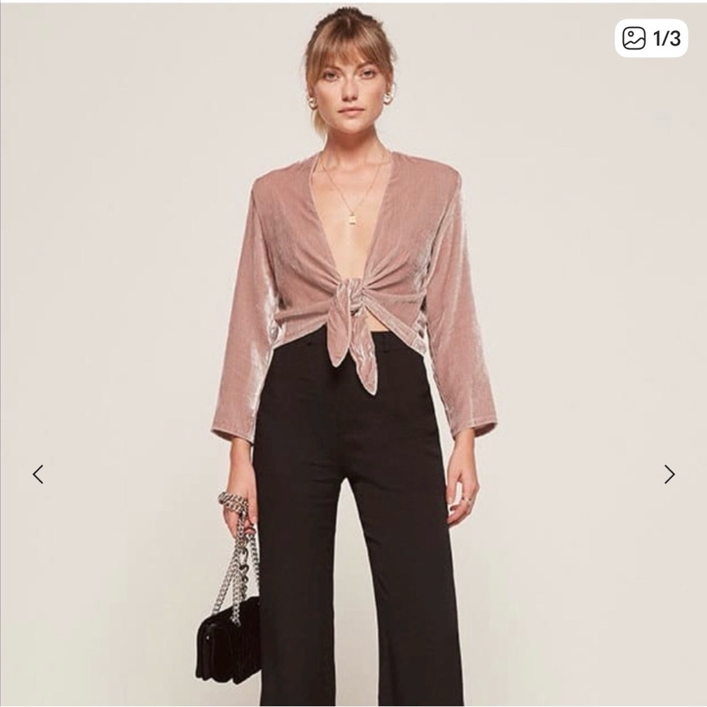 Reformation Velvet Fez Wrap Top Serenade Pink Women’s XS